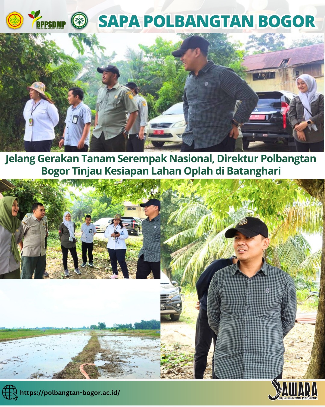 Jelang Gerakan Tanam Serempak Nasional, Direktur Polbangtan Bogor Tinjau Kesiapan Lahan Oplah di Batanghari