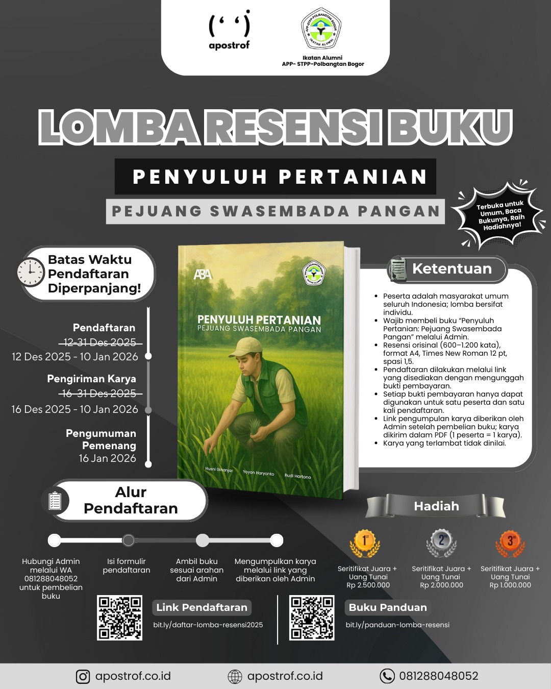 Lomba Resensi Buku “Penyuluh Pertanian: Pejuang Swasembada Pangan” resmi dibuka untuk umum!