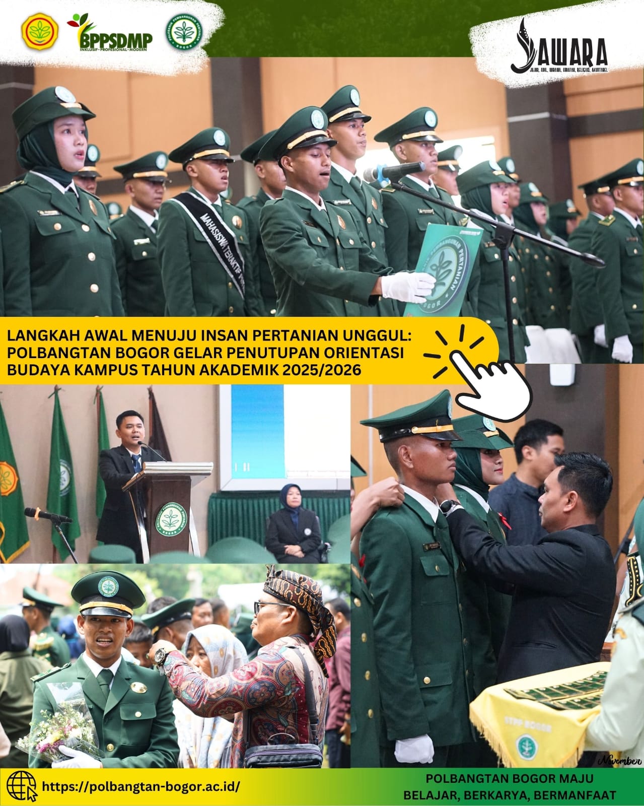 Langkah Awal Menuju Insan Pertanian Unggul: Polbangtan Bogor Gelar Penutupan Orientasi budaya Kampus Tahun Akademik 2025/2026
