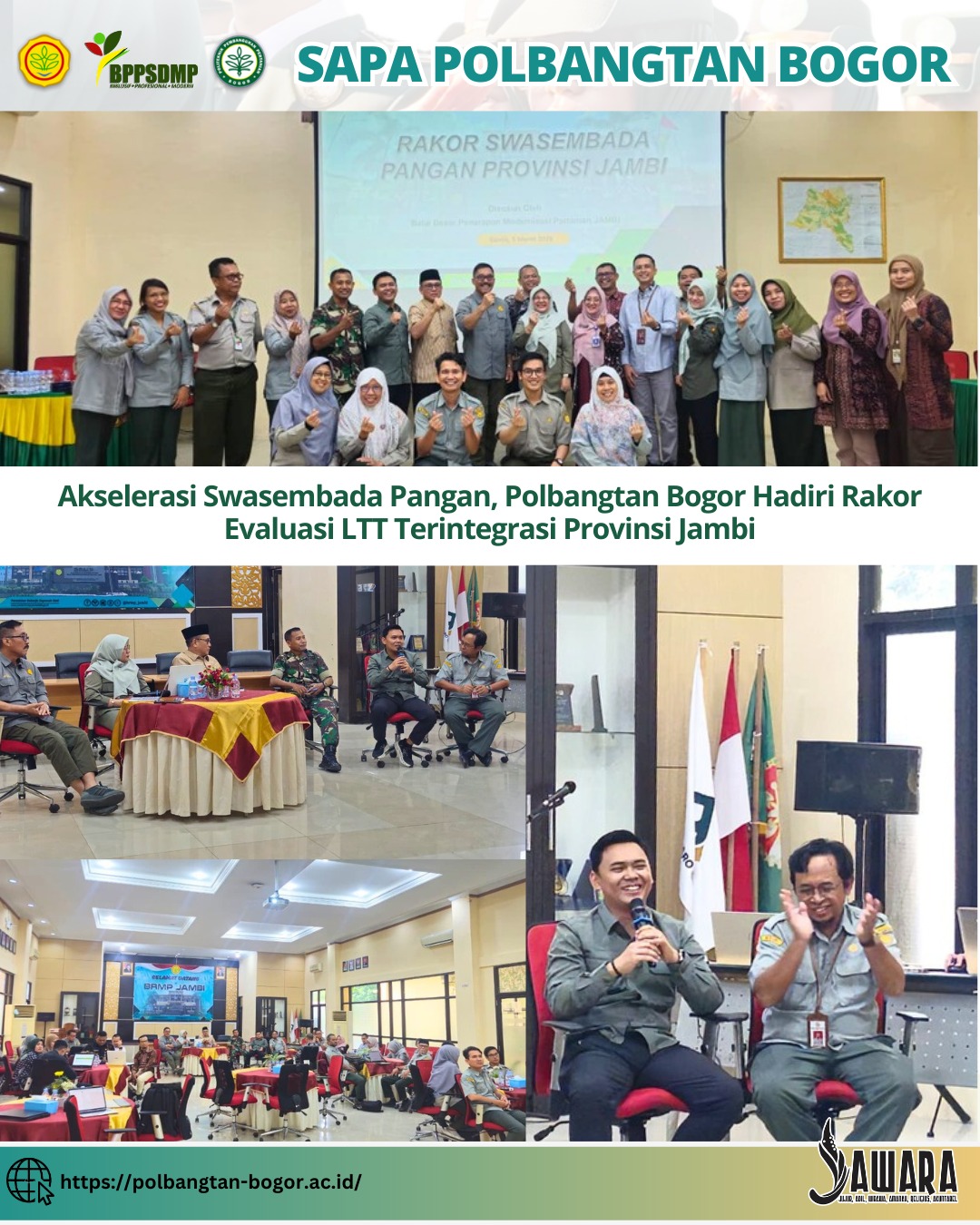 Akselerasi Swasembada Pangan, Polbangtan Bogor Hadiri Rakor Evaluasi LTT Terintegrasi Provinsi Jambi