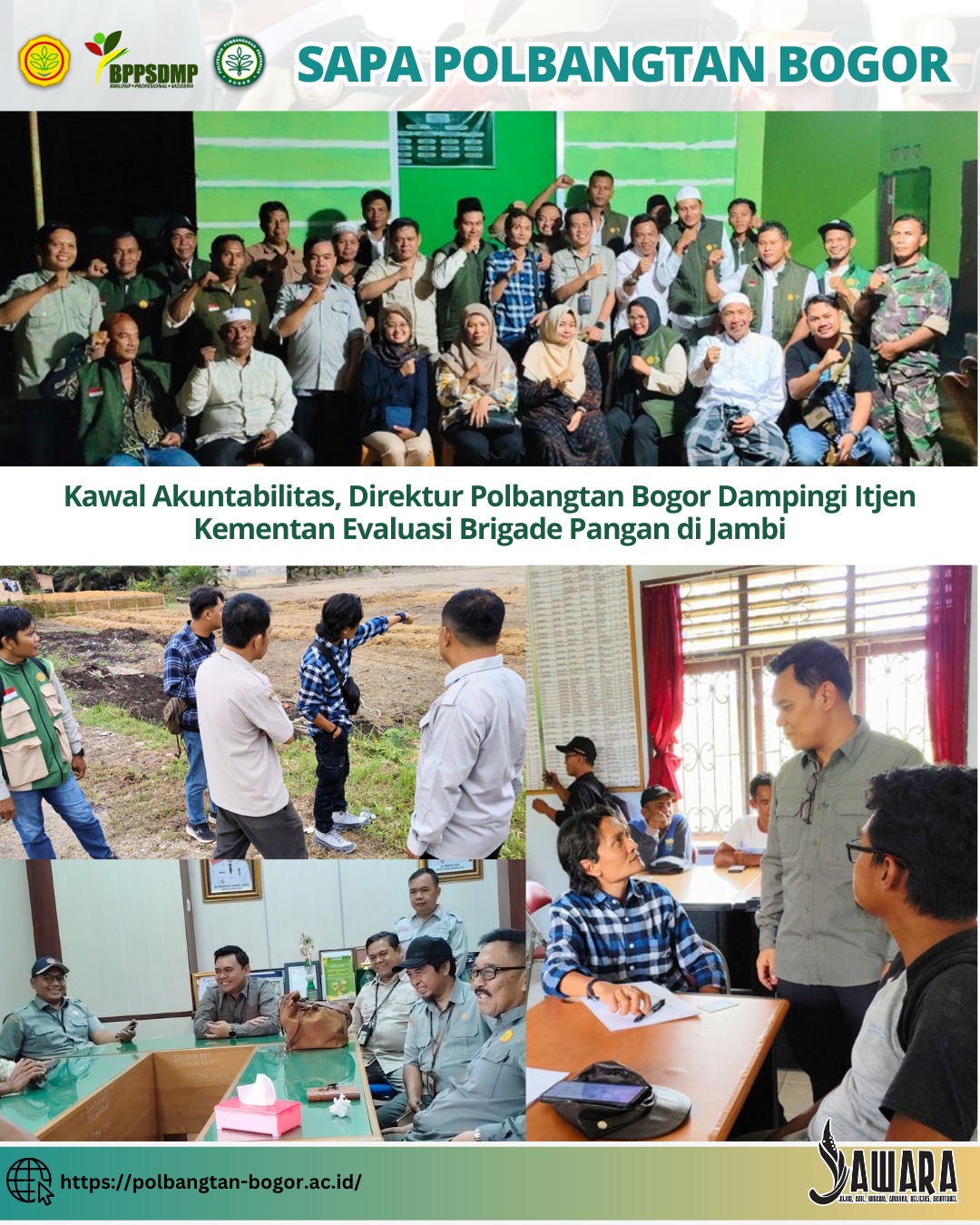 Kawal Akuntabilitas, Direktur Polbangtan Bogor Dampingi Itjen Kementan Evaluasi Brigade Pangan di Jambi