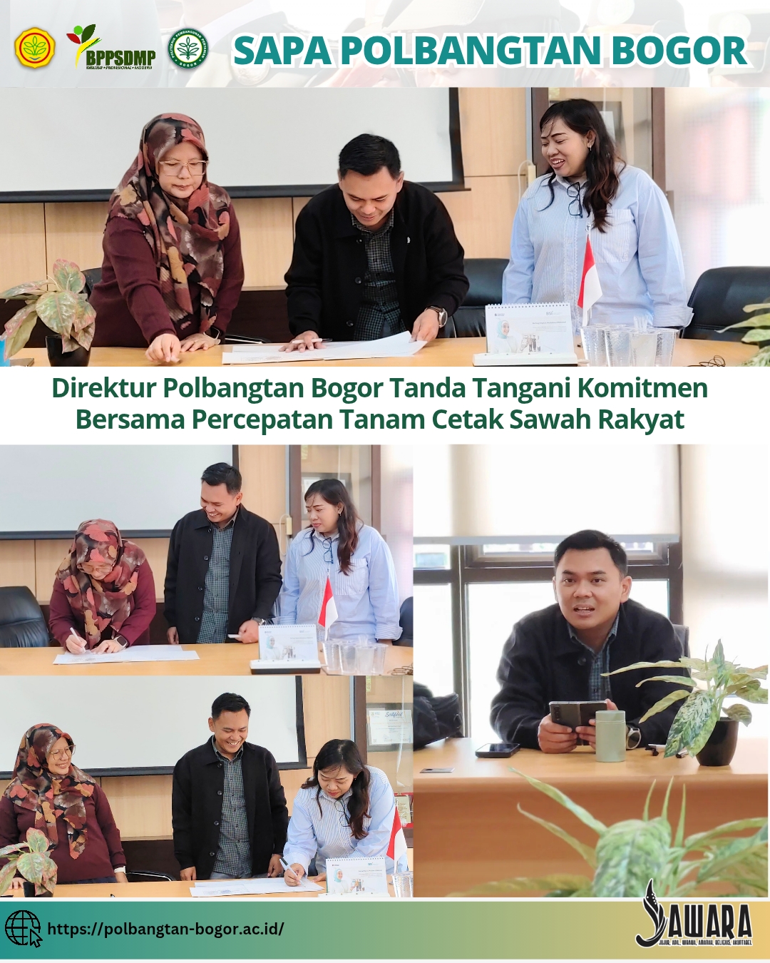 Direktur Polbangtan Bogor Tanda Tangani Komitmen Bersama Percepatan Tanam Cetak Sawah Rakyat