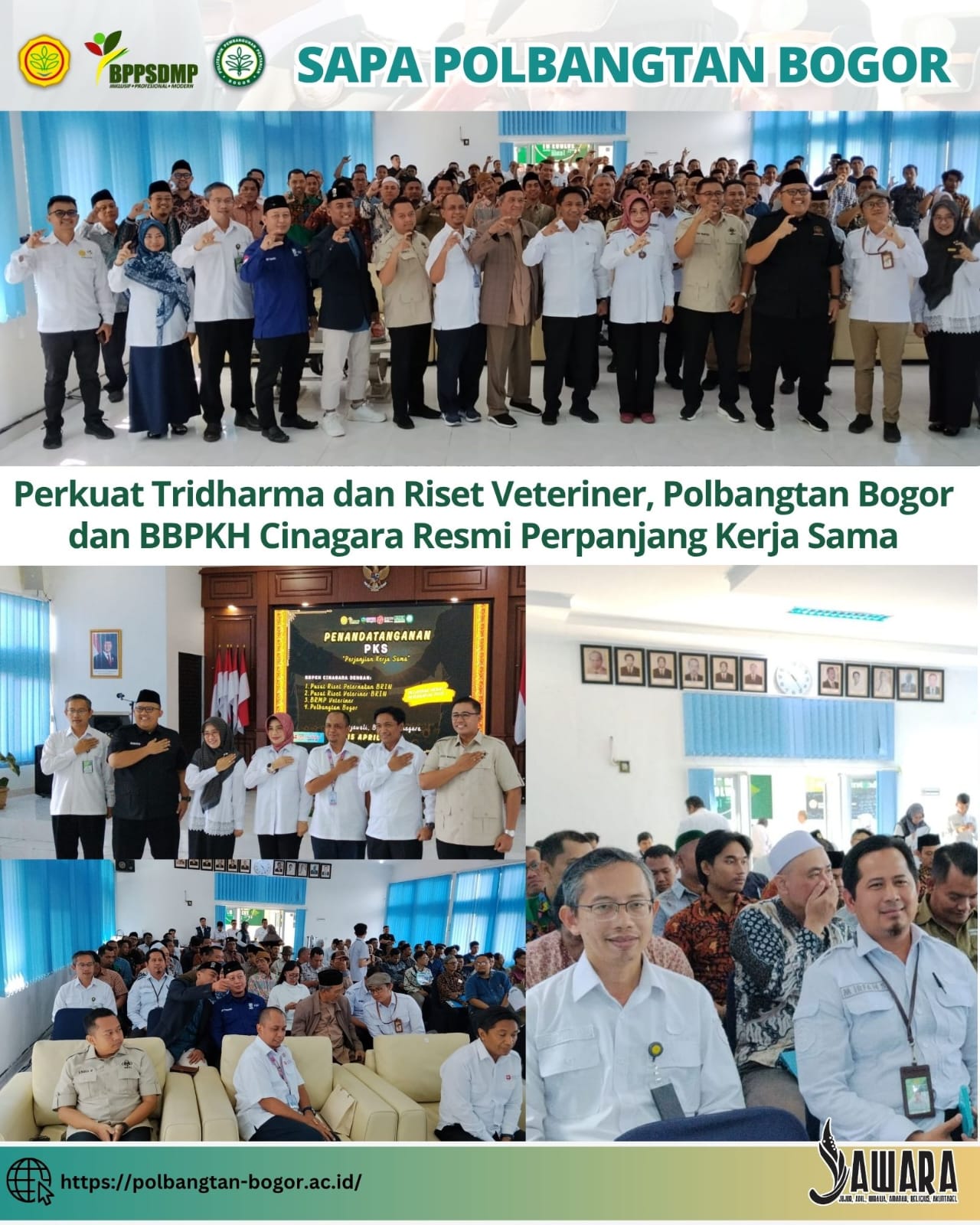 Perkuat Tridharma dan Riset Veteriner, Polbangtan Bogor dan BBPKH Cinagara Resmi Perpanjang Kerja Sama