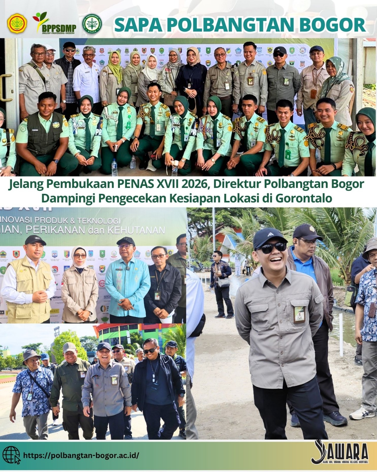 Jelang Pembukaan PENAS XVII 2026, Direktur Polbangtan Bogor Dampingi Pengecekan Kesiapan Lokasi di Gorontalo