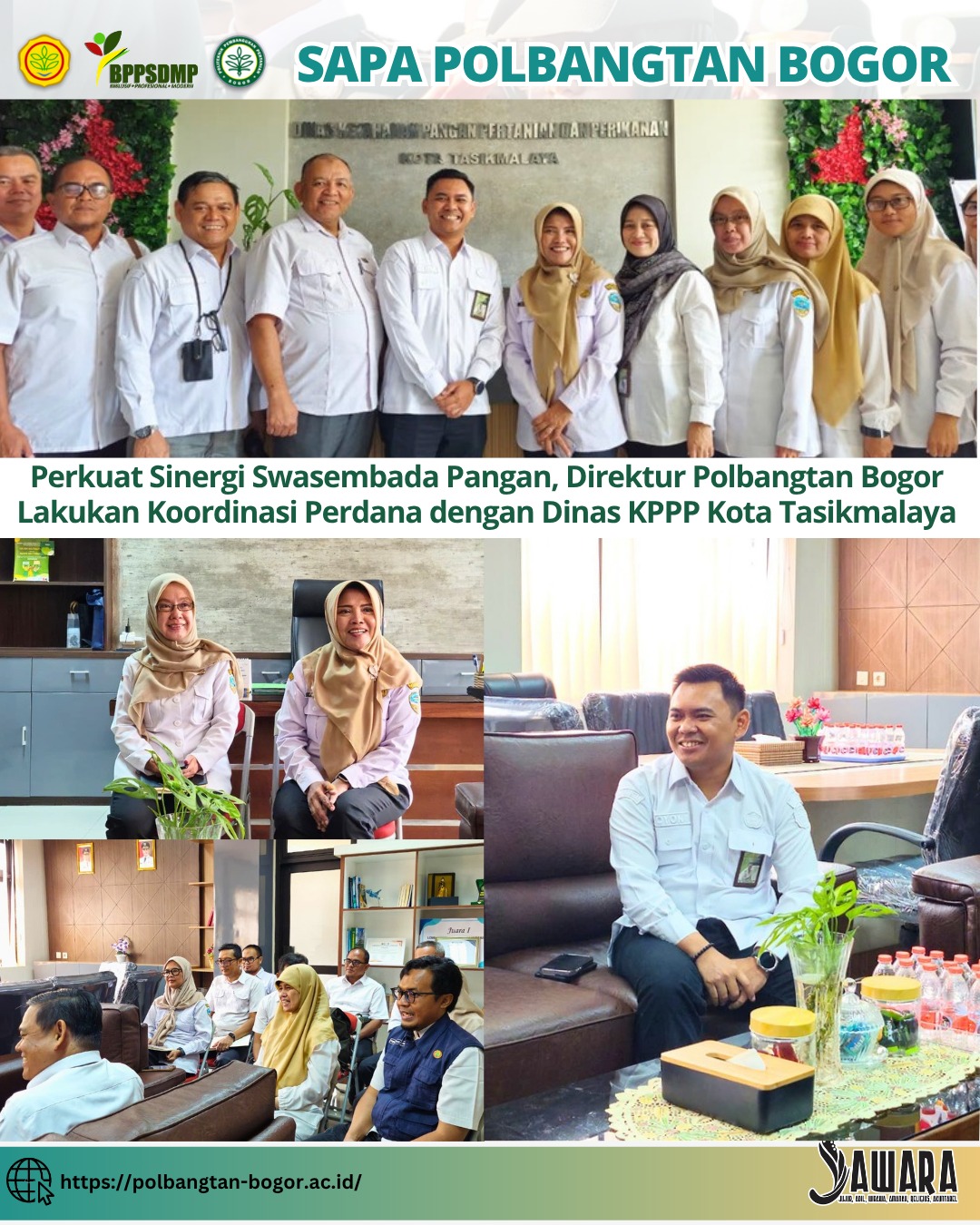 Perkuat Sinergi Swasembada Pangan, Direktur Polbangtan Bogor Lakukan Koordinasi Perdana dengan Dinas KPPP Kota Tasikmalaya